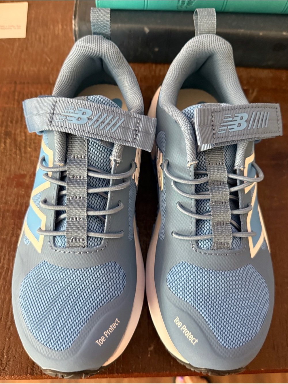 New Balance Kids Blue and White Athletic Sneakers with Hook-and-Loop Strap